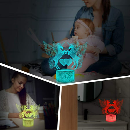 Unicorn Kids 3D Night Light Remote Control Color Changing LED Desk Lamp GIFT 